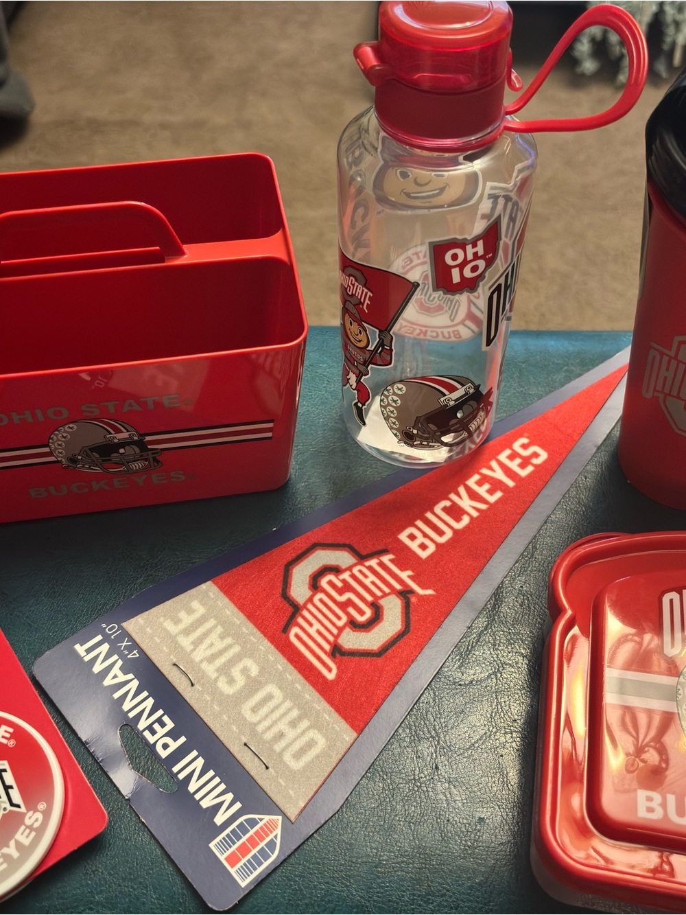 Ohio State Buckeyes Clear Water Bottle with Red Lid